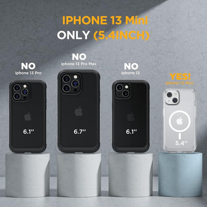 Miracase Magnetic Case for iPhone 13 Mini 5.4 Inch,with MagSafe,Built in Screen Protector,Full Body Protection(Matte Clear)