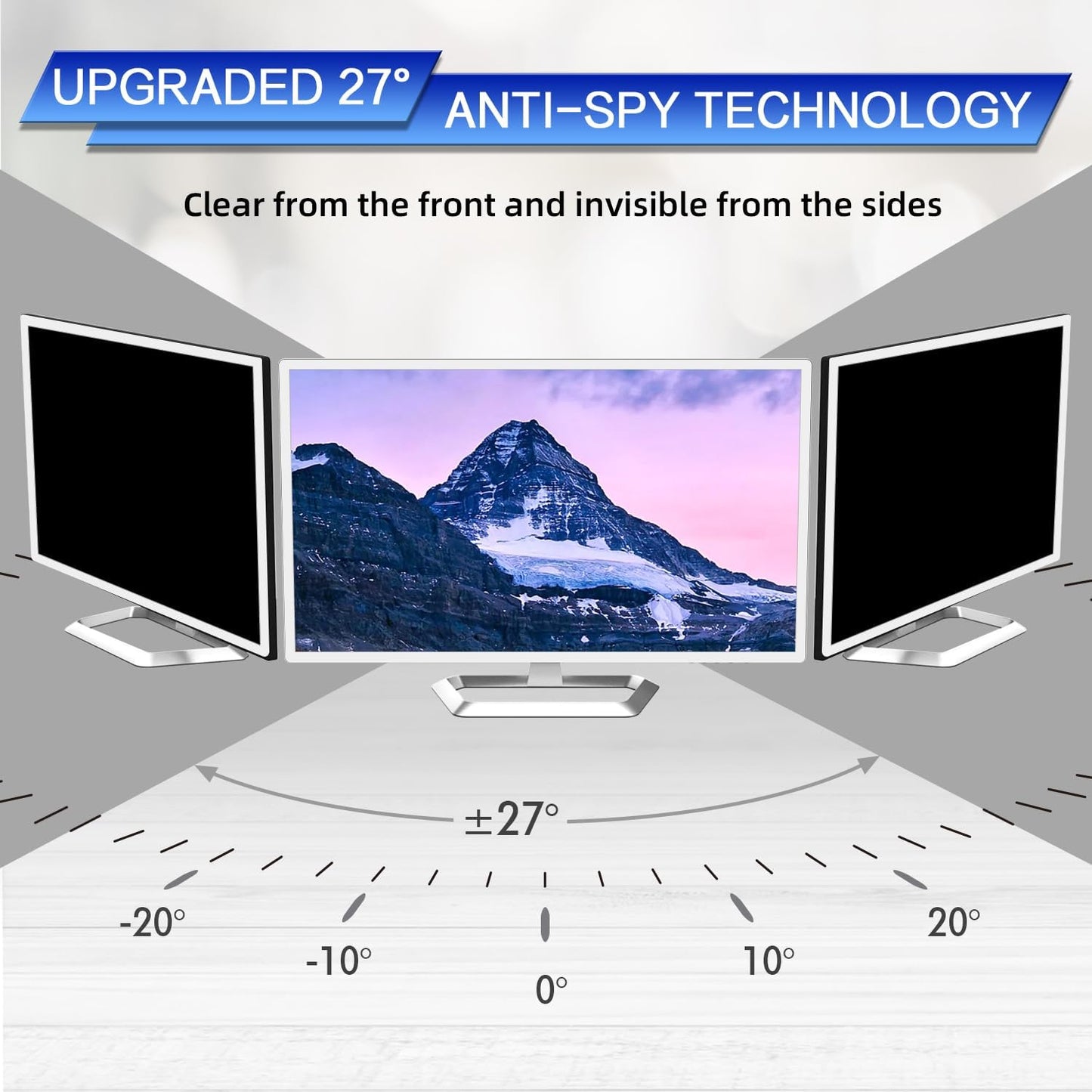 FILMEXT 31.5 inch Computer Privacy Screen Filter for 16:9 Widescreen Monitor, Removable 31.5 in Anti Blue Light Anti Glare Anti Spy Privacy Filter Shield-(27 7/16×15 7/16)