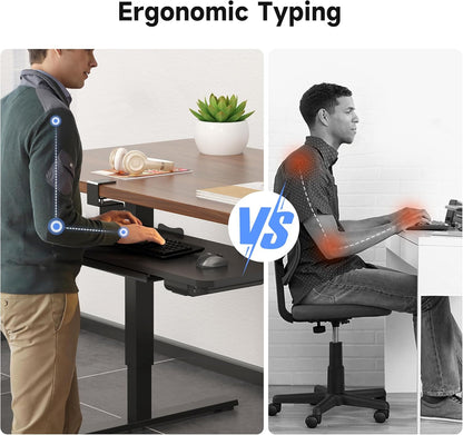 Keyboard Tray Under Desk with Storage Drawer Large C-Clamp 26.7”(31” Including Clamps) x 11.8” Slide-Out Platform Computer Drawer Pull Out Keyboard & Mouse Tray DSF7CT