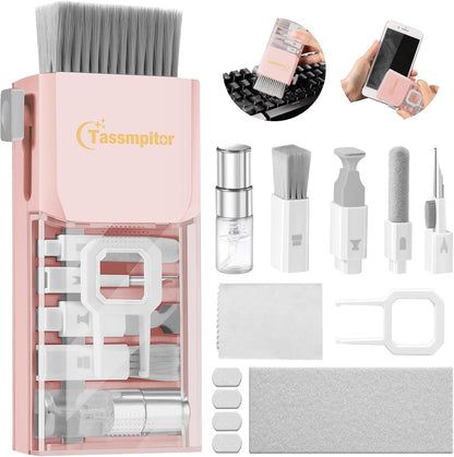 Keyboard Cleaning Kit, All in 1 Laptop Cleaning Kit for MacBook iPhone iPad Camera Lens Airpods Computer, Compact Keyboard Cleaner with Spray and Brush, Multitool for Electronic Screen