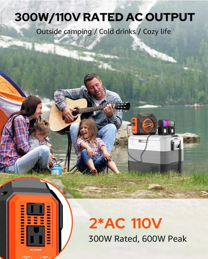 Solar Powered Generator 300W Rated, Portable Solar Generator Power Station with Solar Panels 40W Included, 220Wh Sola Power Bank with AC Outlet 110V Pure Sine Wave for Home Use Camping Outdoor