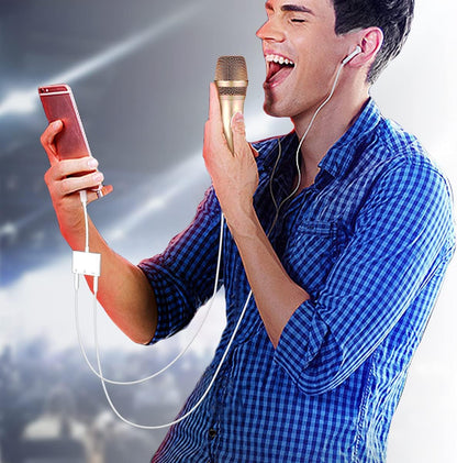 COVS Lightning to Microphone Audio Adapter, Upgraded 3 in 1 Dual 3.5mm Microphone Audio Jack and Charging Aux Headphone Splitter Adapter, Compatible with iPhone 12/11/iPad