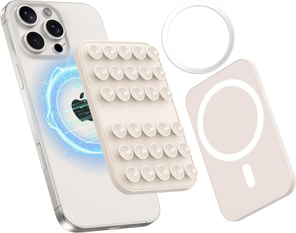Patented Magnetic Sticky Phone Suction Grip Mount for MagSafe Case,Magnet Silicone Portable Stand Holder for iPhone 16/15/14/13/12 Series and Android, Hands-Free Selfies and Videos,Starlight