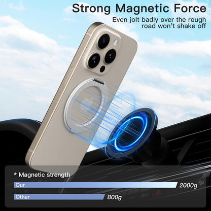 COOLQO 2Pcs 360 Spin Cell Grip Ring Phone Stand [Upgrade Gear Hinge Stress Anxiety Relief] Magnetic Holders for Your car Accessories Desk Mount Compatible with iPhone All Smartphones, Silver