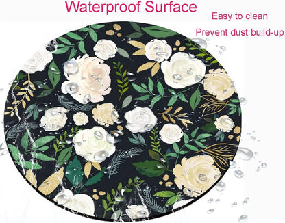 Round Mouse Pad, Floral Mouse Pad, Washable Mousepads with Lycra Cloth, Non-Slip Rubber Base Small Wireless Mouse Pads for Office Laptop, Flowers