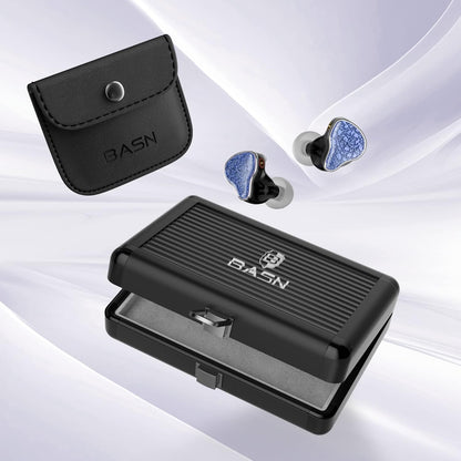 BASN Bmaster5 in Ear Monitors, 1DLC Diaphragm+4BA 5 Drivers IEM Earphones with Silver-Plated OFC Cable, Noise Isolation Wired Earbuds for Musicians (Baltic Blue)