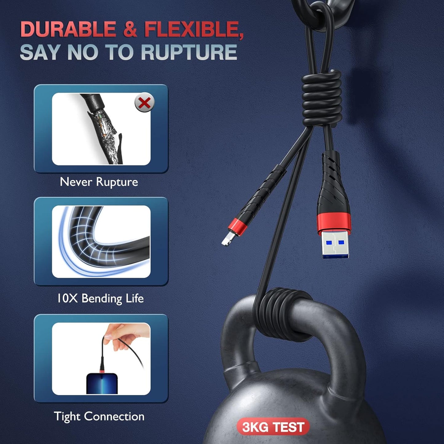 OIITH Apple MFi Certified iPhone Charger Cable 3 Pack 6 Ft, Long Lightning Charging Cord, Fast 2.4A iPhone USB Cord Compatible with iPhone12/11/XS/Max/XR/X/8/8P/7P/6