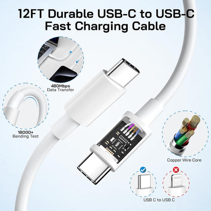 30W USB C i Phone 16 15 Charger Fast Charging, 2PACK Wall Charger for iPhone 16 15 Pro Max Charger Cord 12FT Fast Type C Charger Block for iPhone 16/16 Pro/15 Plus/15 Pro/15 Pro Max, iPad Pro/Air/Mini