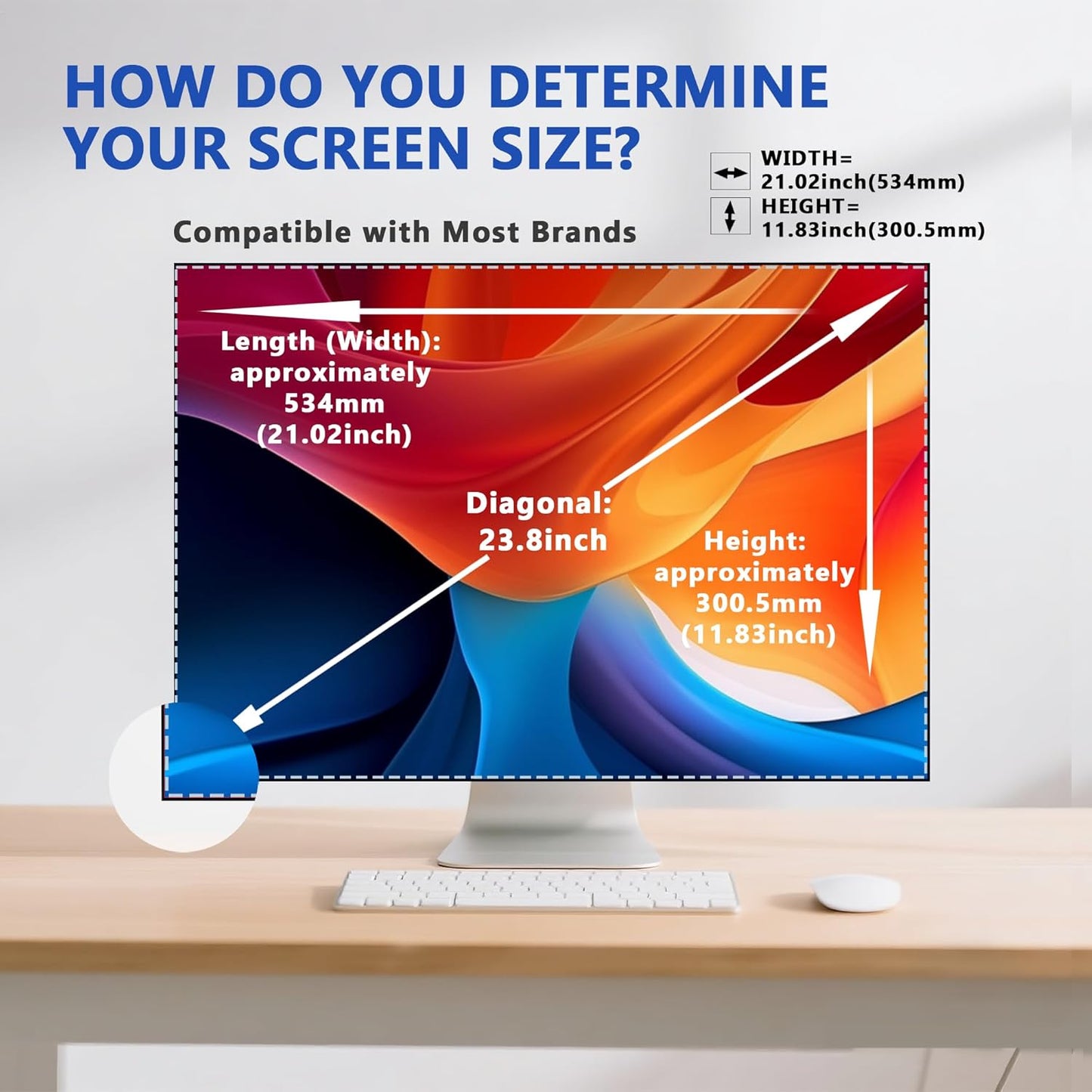 [2 Pack] 23.8 Inch Computer Privacy Screen Filter for Monitor 16:9, Magnetic Privacy Shield and Anti-Glare Blue Light Protector for 23.8'' Monitor