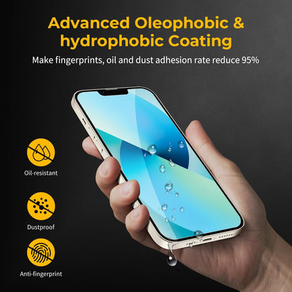 UNBREAKcable 2-Pack Screen Protector for iPhone 16e/13/13 Pro/14, Double Shatterproof Tempered Glass [Easy Installation Frame] [9H Hardness] [99.99% HD] [Case Friendly] for iPhone 6.1 inch