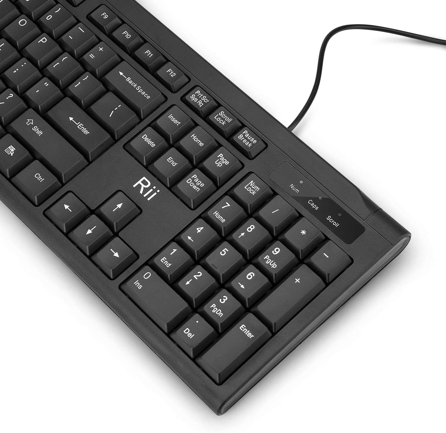 Rii RK907 Ultra-Slim Compact USB Wired Keyboard for Mac and PC,Windows 10/8 / 7 / Vista/XP (Black) (2PCS)