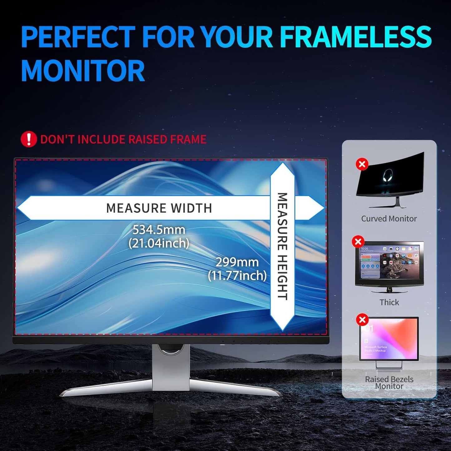 Magnetic Computer Privacy Screen 23.6 inch, Hanging Privacy Screen for Computer Monitor for 16:9 Frameless Monitor, Acrylic Eye Protection Anti Glare Blue Light Computer Screen Privacy Filter