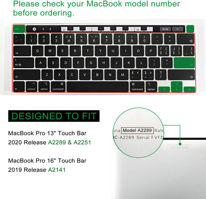 Allinside Keyboard Cover Skin for 2020 MacBook Pro 13 inch A2338 M1 A2251 A2289 and 2019 MacBook Pro 16 inch A2141 with Touch Bar & Touch ID, Rainbow