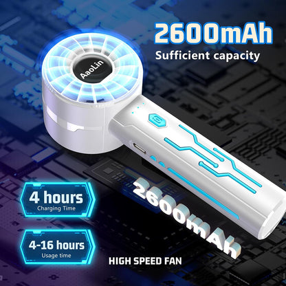 2PCS Portable High-Speed Mini Handheld Fan, USB Rechargeable Neck Personal Mini Fan(7000 Rpm High-Speed Motor, Lasts 4-16 Hours) 4-Speed Powerful Wind Fans For Summer Outdoor Traveling, Gifts For Kids