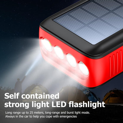 Solar Charger Power Bank 63200mAh, Portable Charger with Dual Outputs & Dual Inputs 4 LEDs Flashlight, Hand Crank Power Bank Fast Charging Battery Pack for Outdoor Camping Survival Gear
