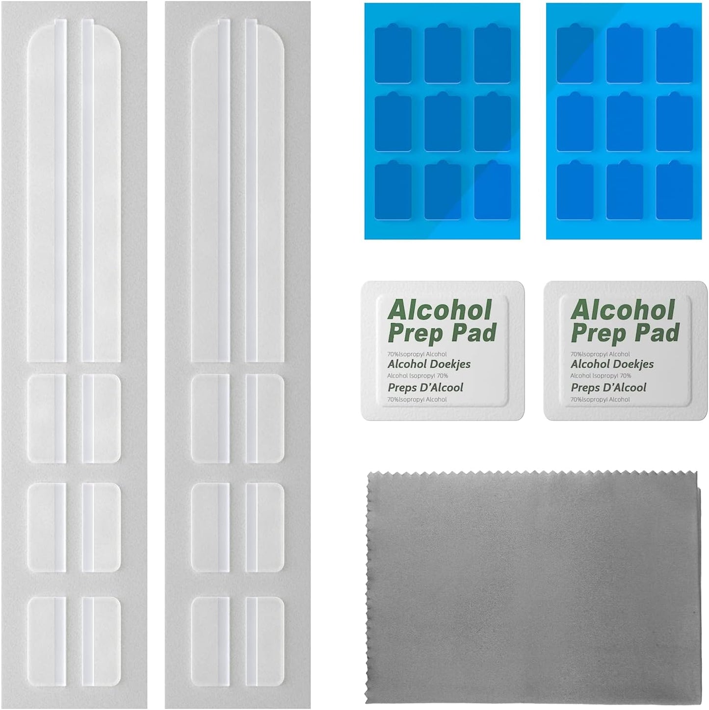 Privacy Screen Adhesive Strips and Slide Mount Tabs for Laptop Computer Monitor, Privacy Screen Slide Mount Tabs *2, Privacy Screen Adhesive Strips *2, 1pcs Microfiber Cloth, 2pcs Screen Cleaning Kit