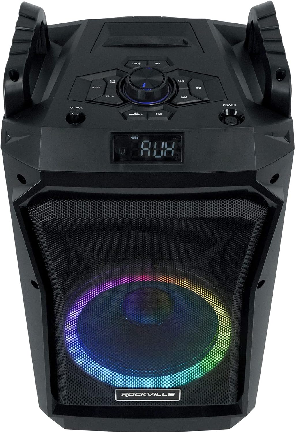 Rockville ROCKNGO 800 10" Portable Bluetooth Speaker, LED Lights, Wheels, Mic Priority, for Parties and Outdoor Events