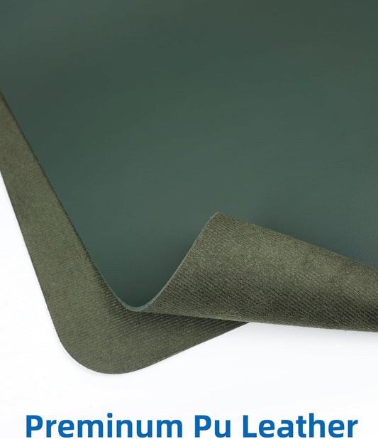 Leather Desk Pad Blotter,Mouse Pad,Office Desk Mat, Non-Slip PU Leather Desk mat,Large Desk mat,Waterproof Keyboard mat for Office/Home/Decor (Dark Green,35" x 17")