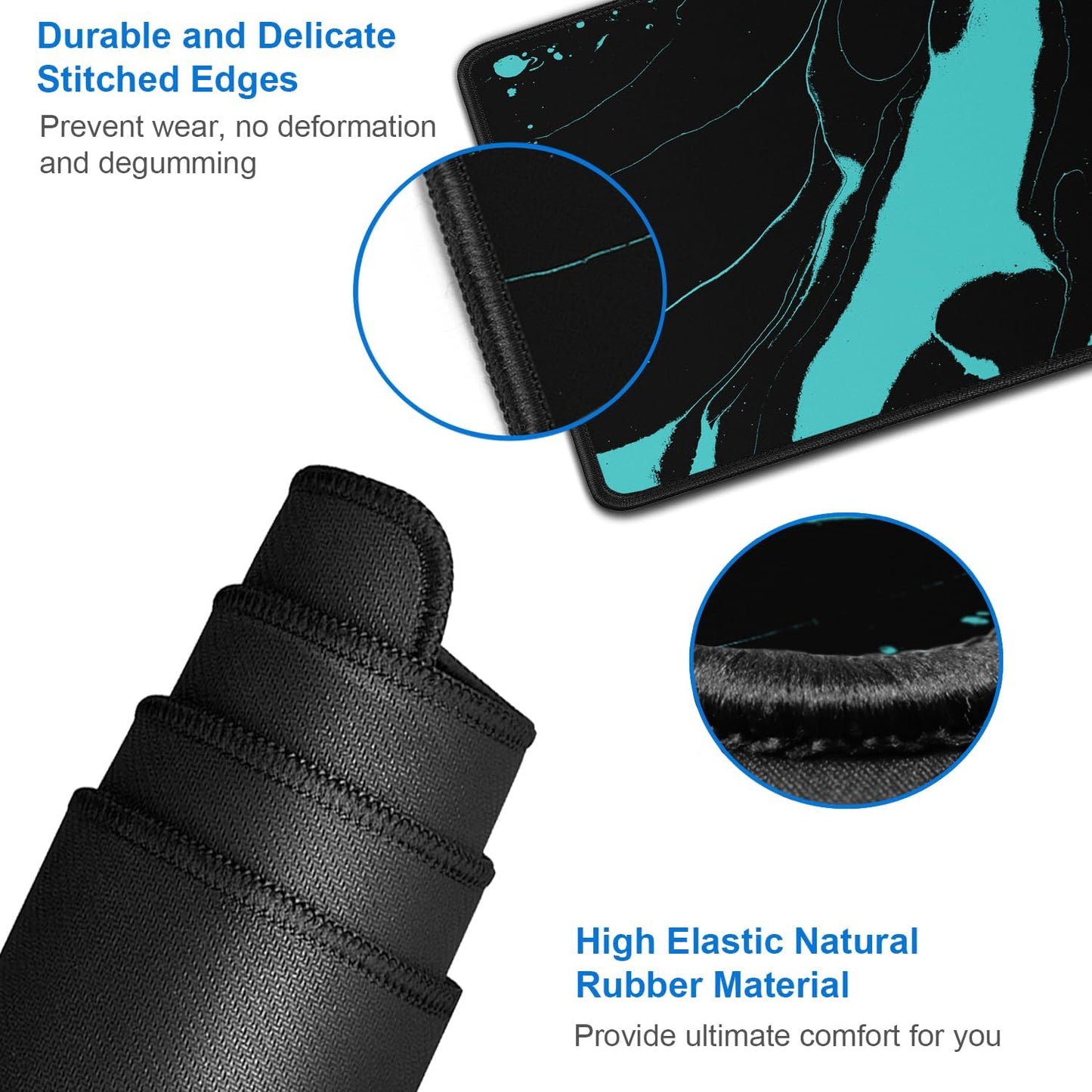 Gaming Mouse Pad, 31.5x15.7 inch Large Extended Computer Keyboard Mouse Mat, Water Resist Non-Slip Mousepad Rubber Base Long XXL Desk Mouse Pad for Work & Gaming, Office & Home, Black Blue