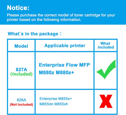 LCL 827A Toner Cartridge Replacement for HP 827A CF300A CF301A CF302A CF303A for MFP M880z M880z+ Printer (4-Pack KCMY)