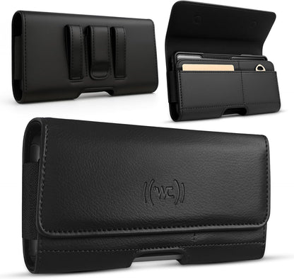 Phone Holster for Men with Credit Card Slot, Cell Phone Case, Fits iPhone 17/17 Pro 16/16 Pro 16e 15/15 Pro 14/14 Pro 13/13 Pro 12/12 Pro 11 XR– Belt Clip Carrying Phone Pouch Holder