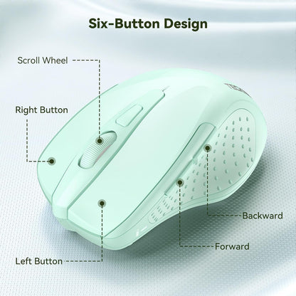 TECKNET Wireless Mouse, 2.4G Ergonomic Optical Mouse, Computer Mouse for Laptop, PC, Computer, Chromebook, Notebook, 6 Buttons, 24 Months Battery Life, 4000 DPI, 6 Adjustment Levels