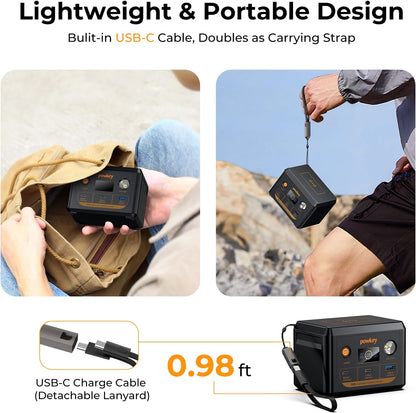 powkey Laptop Power Station 30000mAh 100W Portable Charger PD 3.0 Fast Charging 96Wh LiFePO4 Power Bank with USB-C Cable,Battery Backup for Laptop Phone Travel Camping Office Emergency Home