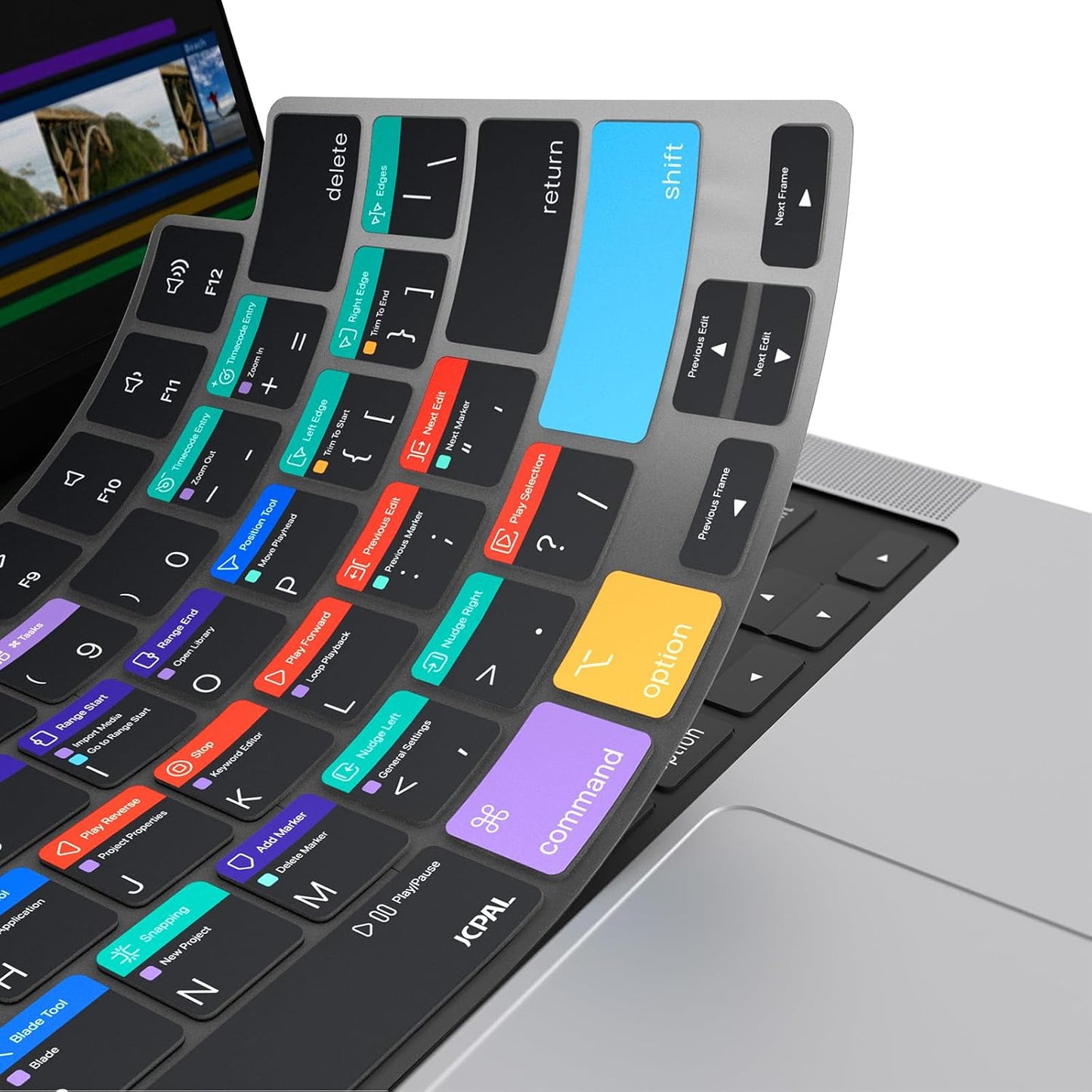 JCPal Final Cut Pro Shortcut Guide Keyboard Cover for Apple MacBook Pro 14 inch and MacBook Pro 16 inch (M1-M4 Models) and MacBook Air 13 inch and MacBook Air 15 inch (M2-M4 Models) (US-Layout)