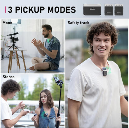 ULANZI AM18 Wireless Lavalier Microphone, Compact Mini Lapel Mic with 200m/656ft Range, Noise Cancellation, 20H Battery for DSLR Cameras, iPhone, Android, Live Streaming, Video
