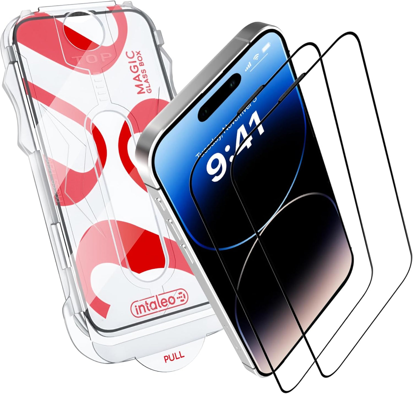 Tempered Glass Screen Protector for iPhone 14 Pro – Full Edge-to-Edge Protection, 9H Hardness, Oleophobic Coating - Screen Saver for iPhone 14 Pro with Applicator Set - Black Design