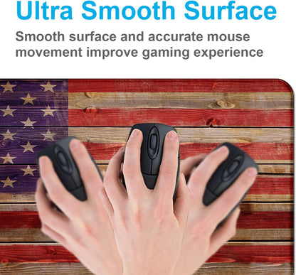 Patriot Wood Grain American Flag Extended Large Gaming Computer Mouse Pad, Suitable for Home Office and Study Keyboard Mouse Pad 35.4 x 15.7 x 0.12 Inches