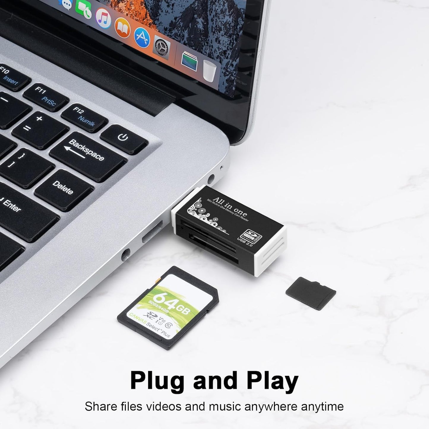 USB Memory Card Reader, BORLTER CLAMP USB Card Reader for Computer with a Type C Adapter,Supports CF, SD, MMC Cards.