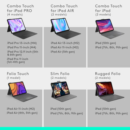 Logitech Combo Touch iPad Pro 11-inch (M4)(2024) Keyboard Case - Detachable Backlit Keyboard for iPad Pro 11, Kickstand, Multi-use Mode - Midnight Black