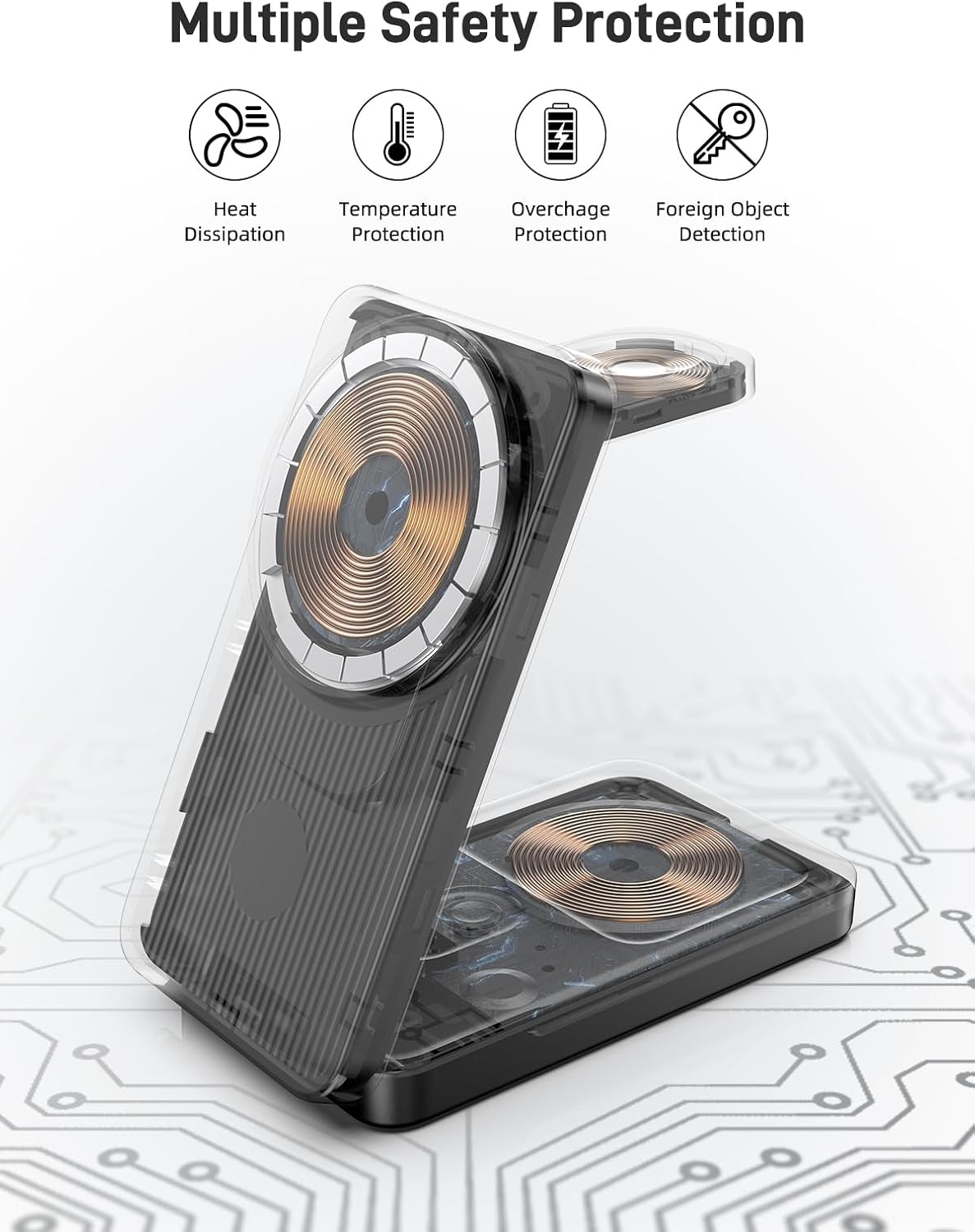 3 in 1 Magnetic Wireless Charger for Samsung, Foldable MagSafe Wireless Charging Station for Samsung Galaxy S25 Ultra/Z Fold7/Flip7/S24, Watch Charger for Galaxy Watch Ultra/8/7/Buds (for Travel)