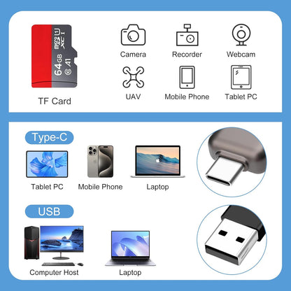 Micro SD Card Reader, BORLTER CLAMP TF Card Reader USB C 3.0 to TF/Micro SD with Type C to Type A Adapter for MacBook, Laptop, Android Phone, Grey