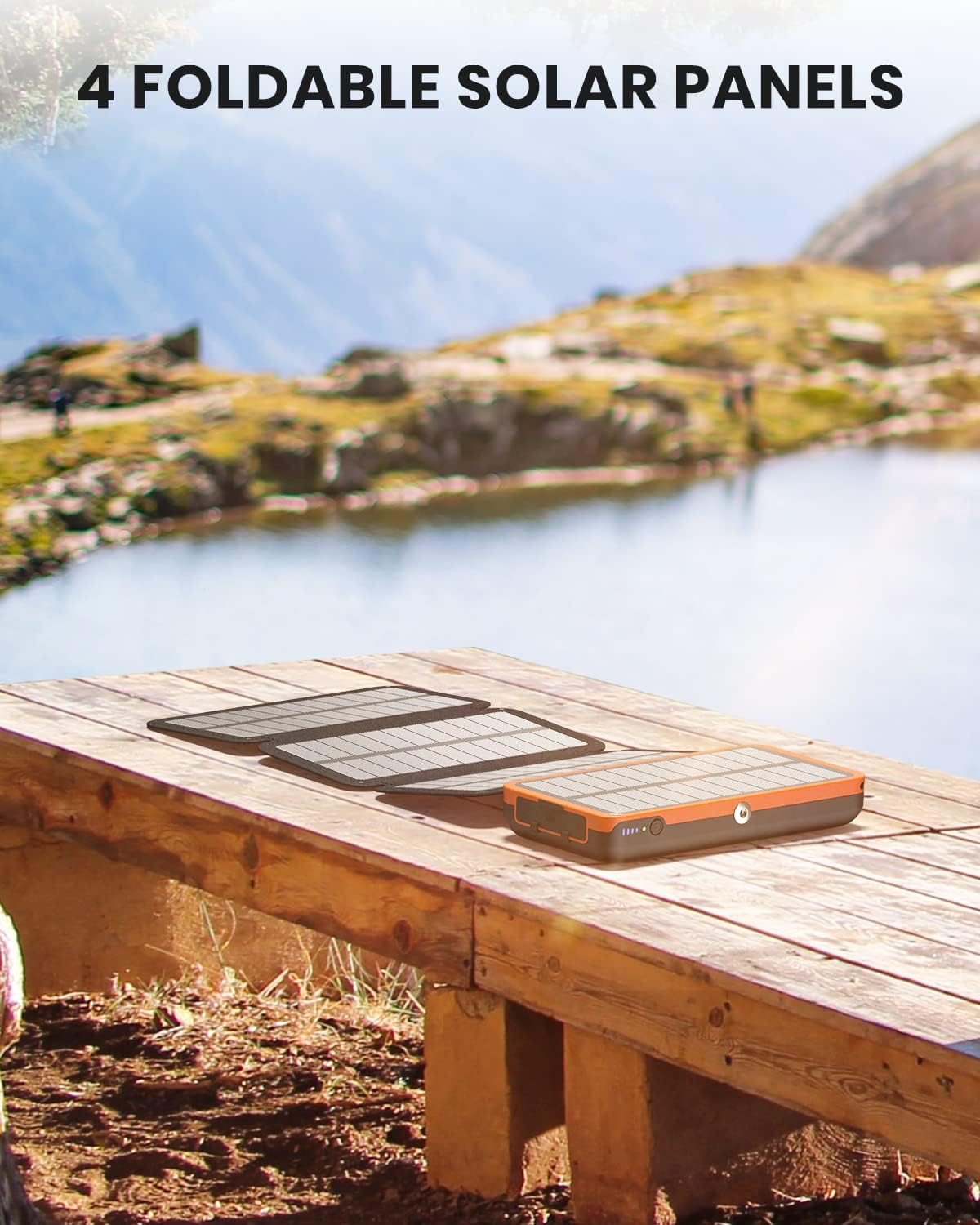 Hiluckey Solar Charger Power Bank 27000mAh - 22.5W Fast Charging Portable Phone Charger with 4 Solar Panels - USB C PD External Battery Pack with 3 USB Outputs for Cellphone Tablet