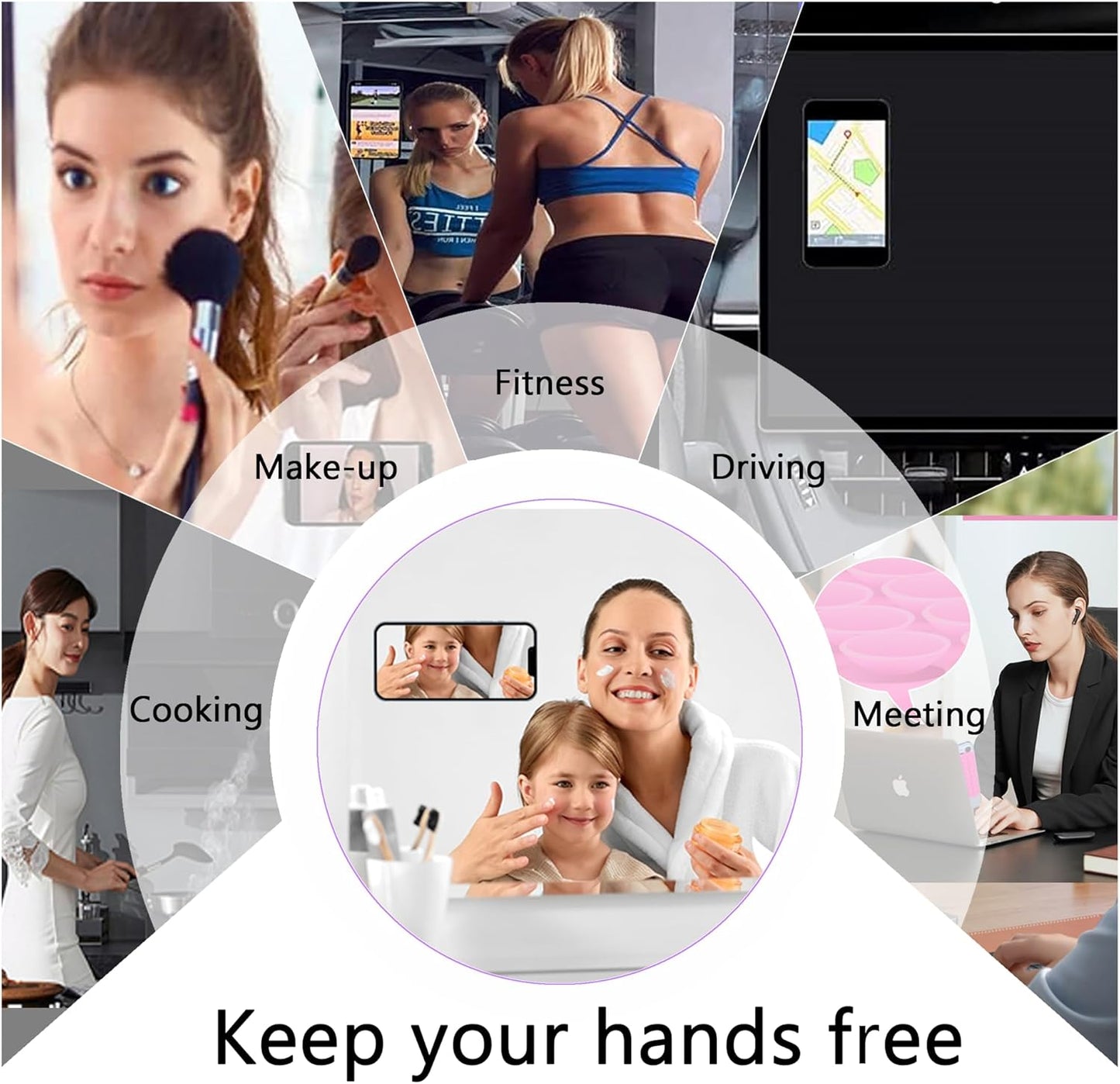 Silicone Double-Sided Suction Phone Grip Detachable Mount - Car Dashboard/Shower Phone Holder, Hands-Free For Selfies & Videos, TikTok, ASMR, Yoga - iphone & Android Compatible (3.94"x2.5",White)