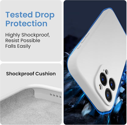 FireNova Designed for iPhone 15 Pro Max Case, Silicone Upgraded [Camera Protection] Phone Case with [2 Screen Protectors], Soft Anti-Scratch Microfiber Lining Inside, 6.7 inch, White