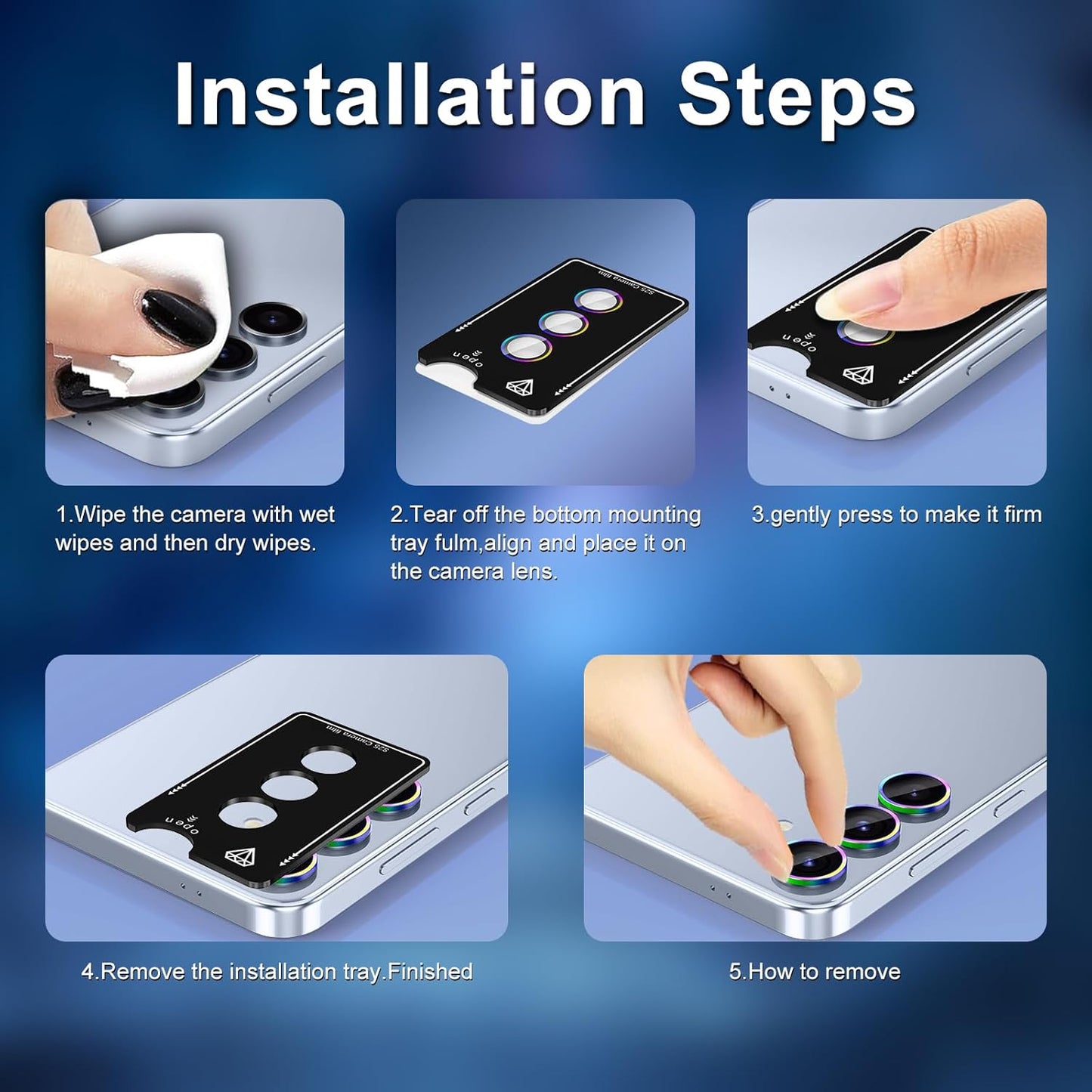 for Samsung Galaxy S25 Camera Lens Protector, Individual Metal Ring Tempered Glass Lens Cover, [Strong Adsorption] Scratch Resistant Ultra-Thin HD Clear Lens Cover, 1 Set-Colorful