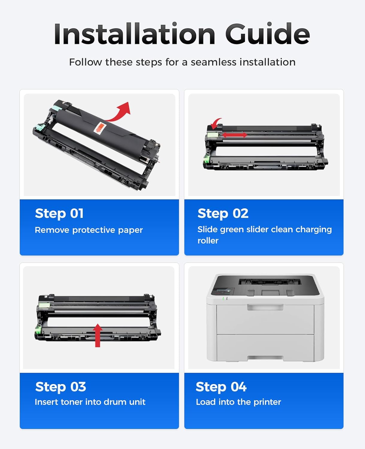 DR229CL Drum Unit (Not Toner)4-Pack Set Replacement Compatible for Brother DR-229CL Imaging Drum MFC-L3720CDW MFC-L3780CDW HL-L3220CDW HL-L3280CDW HL-L3300CDW HL-L3295CDW L8245CDW MFC-L8395CDW Printer