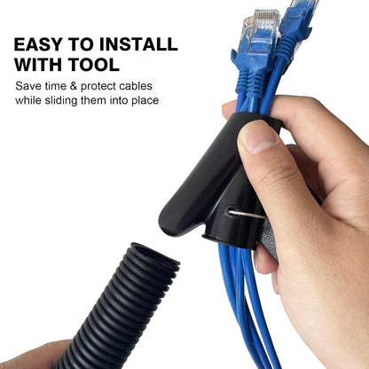 CrocSee 10ft - 1/2 inch Flame Retardant Split Wire Loom Tubing with Installation Tool - Flexible Wire Covers Cord Protectors - Black