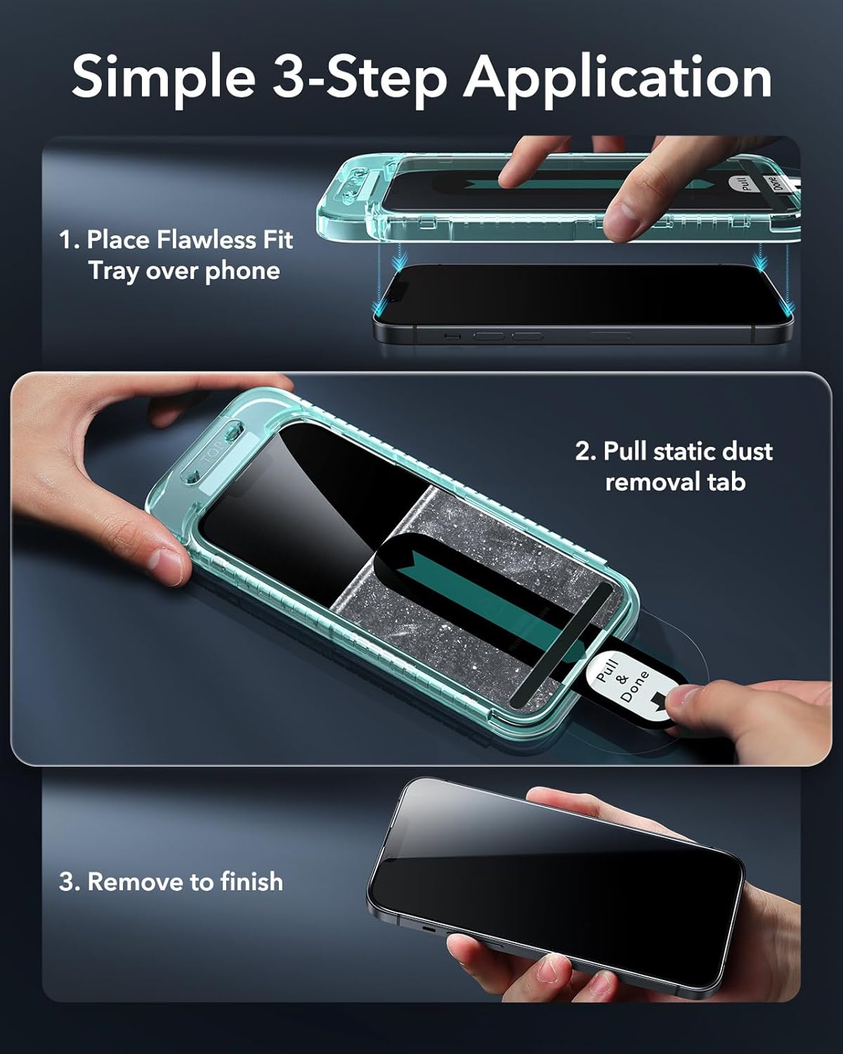 ESR 3 Pack for iPhone 13 Pro Max/iPhone 14 Plus Privacy Screen Protector, Anti-spy Tempered-Glass Privacy Screen Protector with Flawless Fit Tray