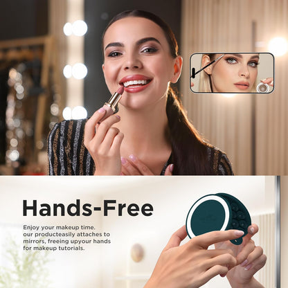 Magnetic Suction Cup Phone Mount for MagSafe Case, Silicone Hands-Free Phone Grip Holder for iPhone and Android, Mirror Shower Phone Stand for Makeup FaceTime Gym Kitchen Bathroom, Dark Green