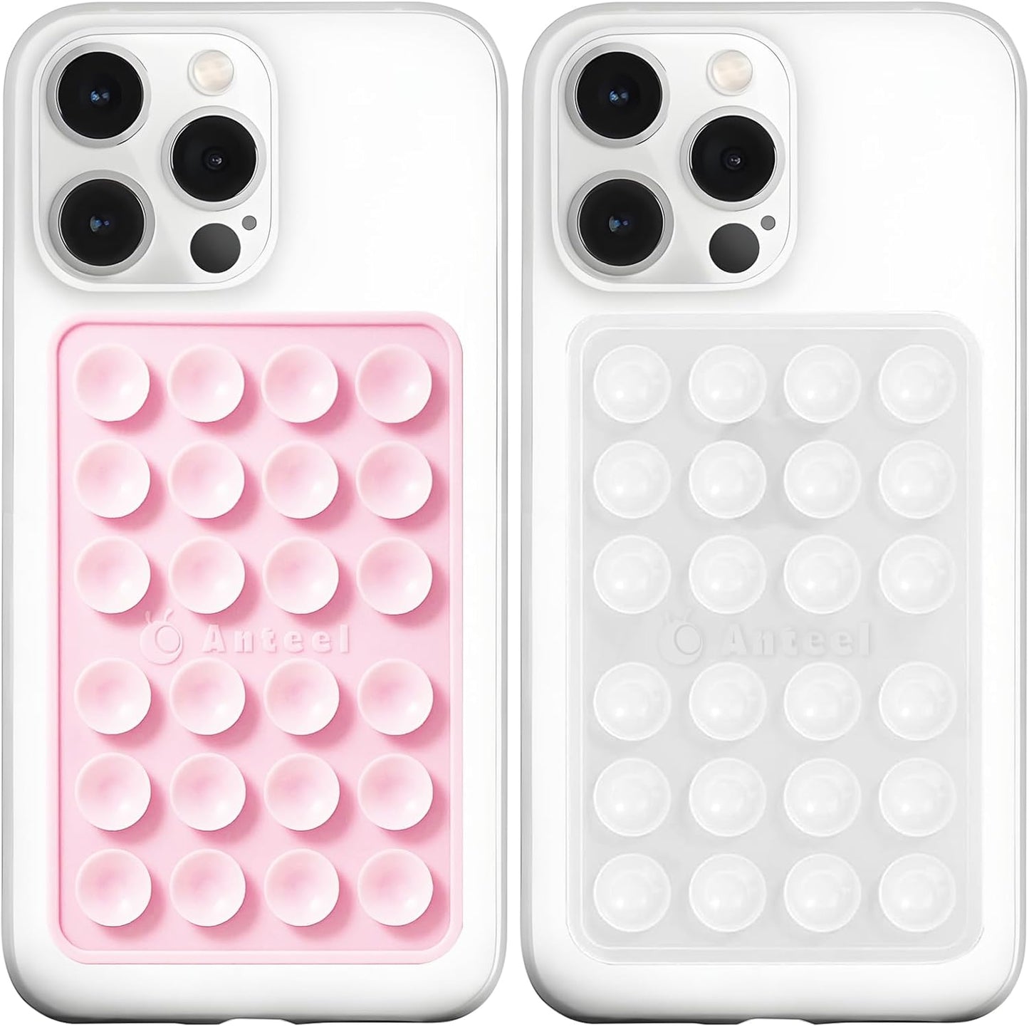 Anteel MAX Silicone Suction Phone Case Adhesive Mount, Upgraded Super Strong Grip, Durable, Easy to Use, Hands-Free Sticky Phone Holder for Selfies, Tiktok Videos, 2.56"x3.94" (LPK&TP)