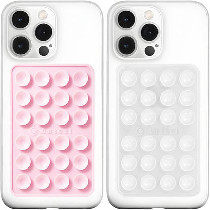 Anteel MAX Silicone Suction Phone Case Adhesive Mount, Upgraded Super Strong Grip, Durable, Easy to Use, Hands-Free Sticky Phone Holder for Selfies, Tiktok Videos, 2.56"x3.94" (LPK&TP)