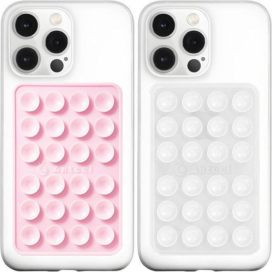 Anteel MAX Silicone Suction Phone Case Adhesive Mount, Upgraded Super Strong Grip, Durable, Easy to Use, Hands-Free Sticky Phone Holder for Selfies, Tiktok Videos, 2.56"x3.94" (LPK&TP)