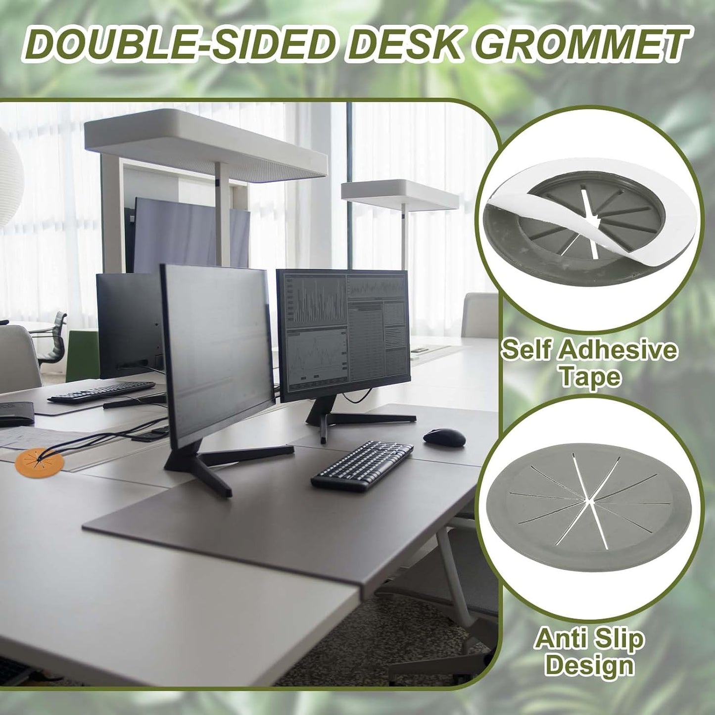 PATIKIL Desk Grommet 3-3/16", 4 Pcs Round Cable Grommet Cord Hole Cover with Adhesive Tape Flexible Table Wire Organizer for Office Home Table Countertop, Gray