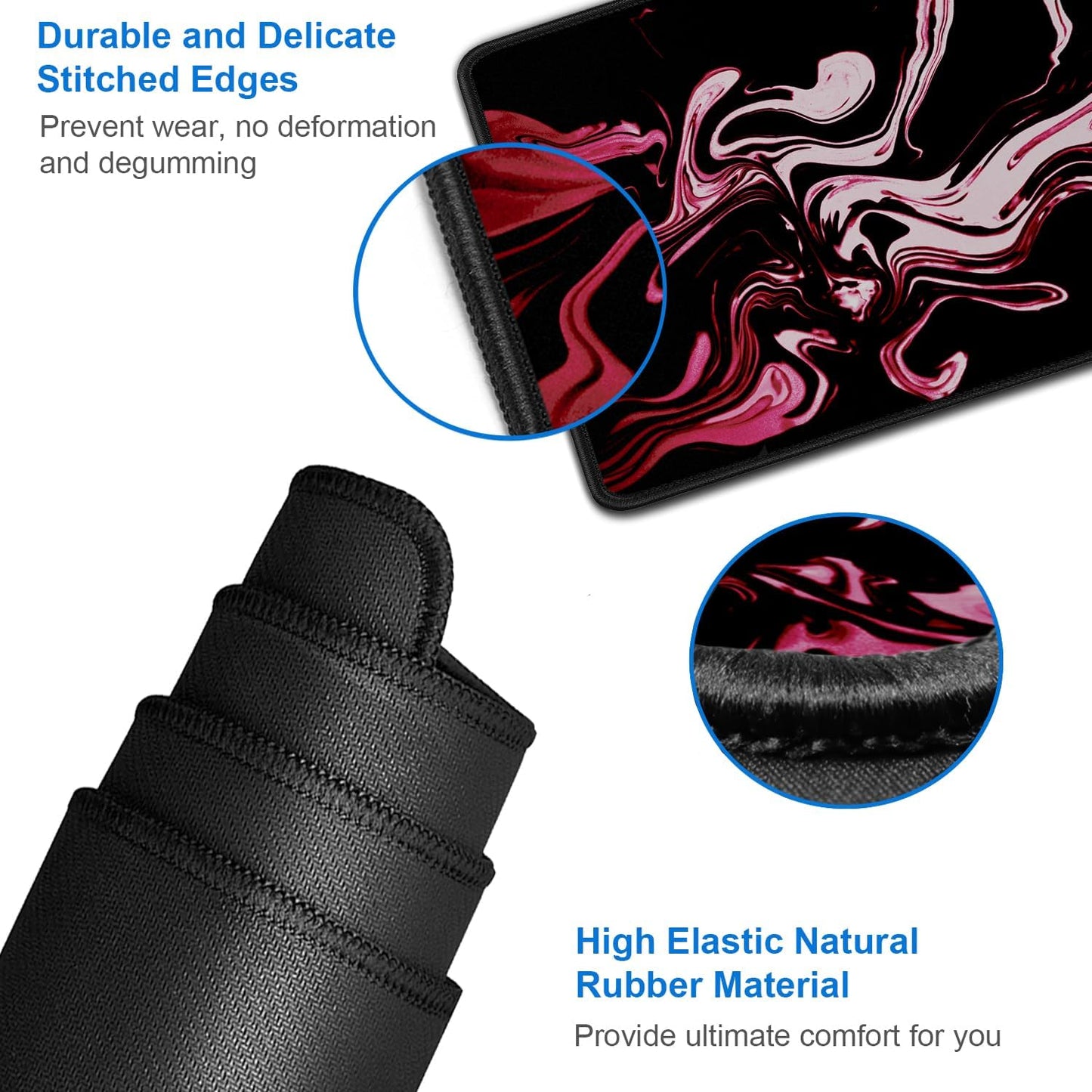 Gaming Mouse Pad, 31.5x15.7 inch Large Extended Computer Keyboard Mouse Mat, Water Resist Non-Slip Mousepad Rubber Base Long XXL Desk Mouse Pad for Gaming, Office & Home, Marble Red