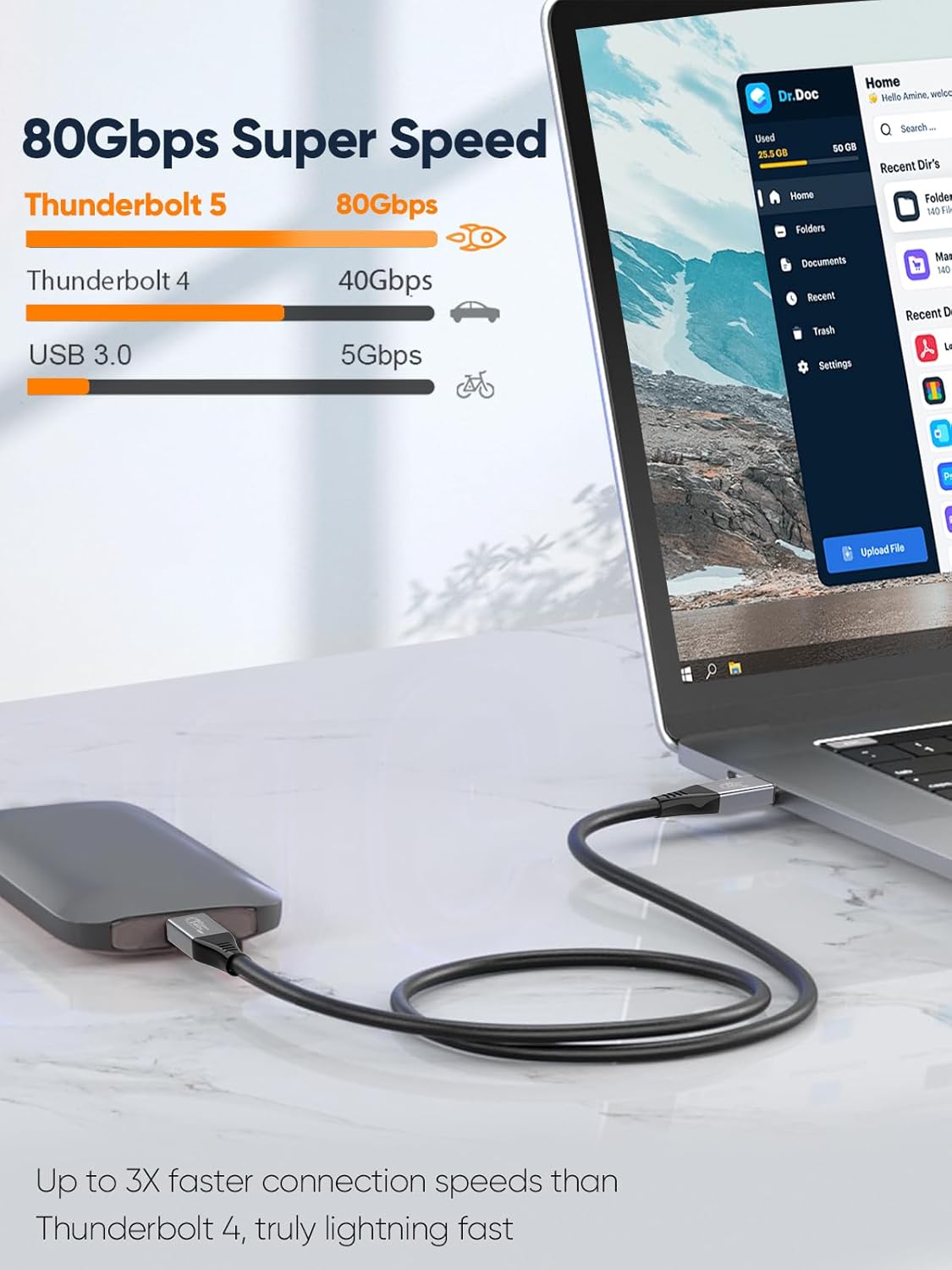 CableCreation 80Gbps USB 4 Cable 5FT, 120Gbps Bandwidth, 8K 60Hz Display, 240W Charging [USB-IF Certified] Compatible with Thunderbolt 5, Thunderbolt 4/3, USB4, SSD, MacBook M4 Pro, Dock, eGPU