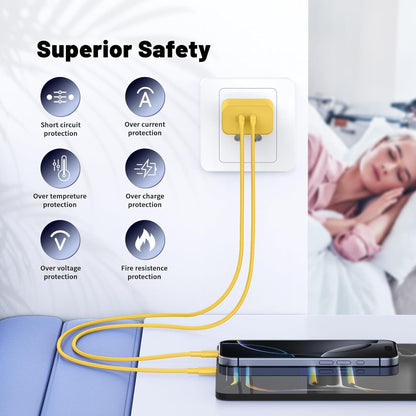 iPhone 16 15 Pro Max Charger Fast Charging,45W Dual Port USB C Fast Charger Block [2-Pack] & Extra Long 60W 3/6/10/10FT USB C Cable - PD Quick Adapter 3.0 for iPhone 16 15/16 15Pro/16 15 Plus.